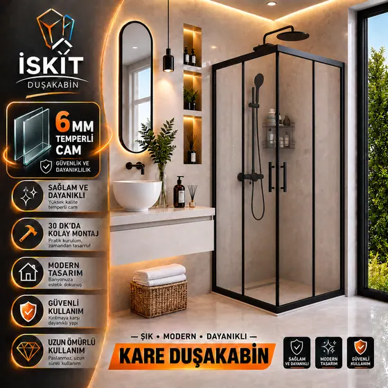 KARE (Şeffaf Cam) ( SİYAH ) Profil Modellerimiz
