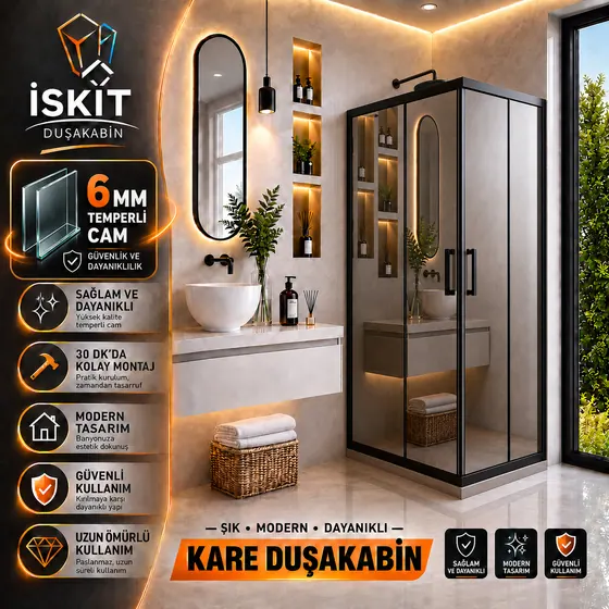 KARE ( Reflekte Aynalı Cam ) (Siyah) Profil Modellerimiz
